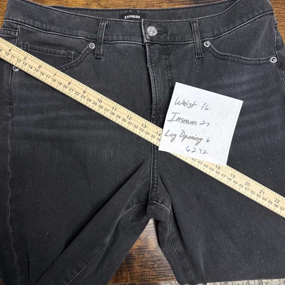 Express Legging Mid Rise  Jeans Womens 12R Black faded Wash Stretch sparkle